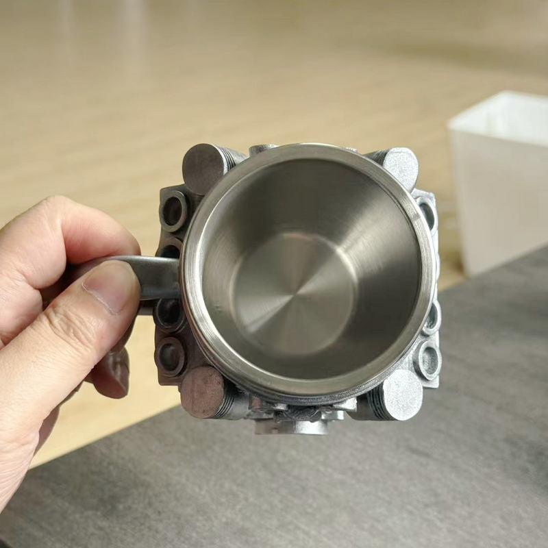 3D V6 Engine Shaped Coffee Mug, Novelty Mechanical Engine Design Cup, Food-grade Resin Car Enthusiast Gift, Realistic Piston Cylinder Texture Mug for Coffee Tea, Perfect for Home Office Garage Decor