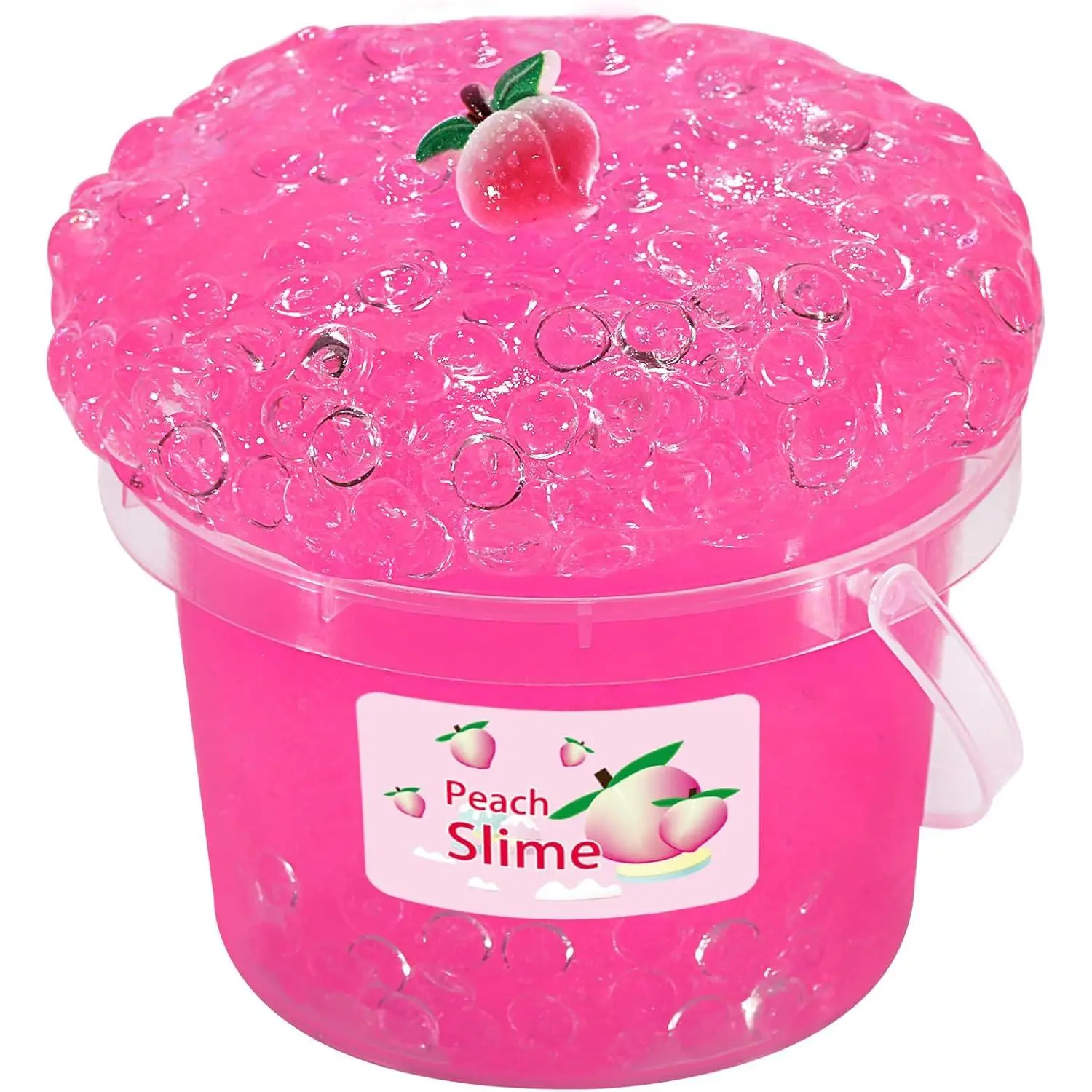 Premade Rose Pink Jelly Cube Glimmer Crunchy Crystal Slime, Includes 4 Sets of Add-ins, Sensory and Tactile Stimulation, Stress Relief, Party Favors for Girls & Boys