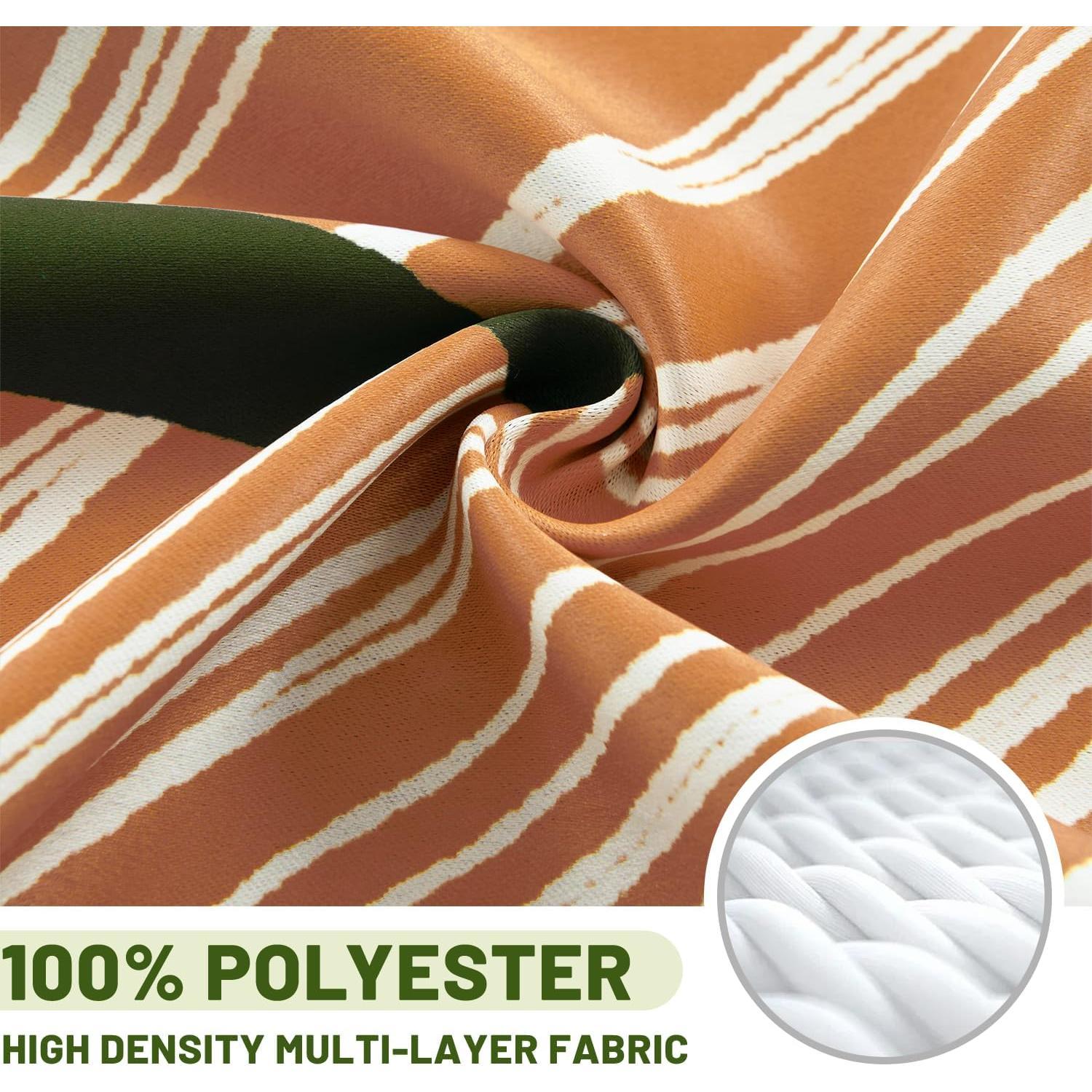 Mid Century Modern Curtains Set Thick  Boho Curtain Blackout for Bedroom Bohemian Style Decor Window Leaf Print Classical Drapes for Living Dining Room, 2 Panels, W52x72" L