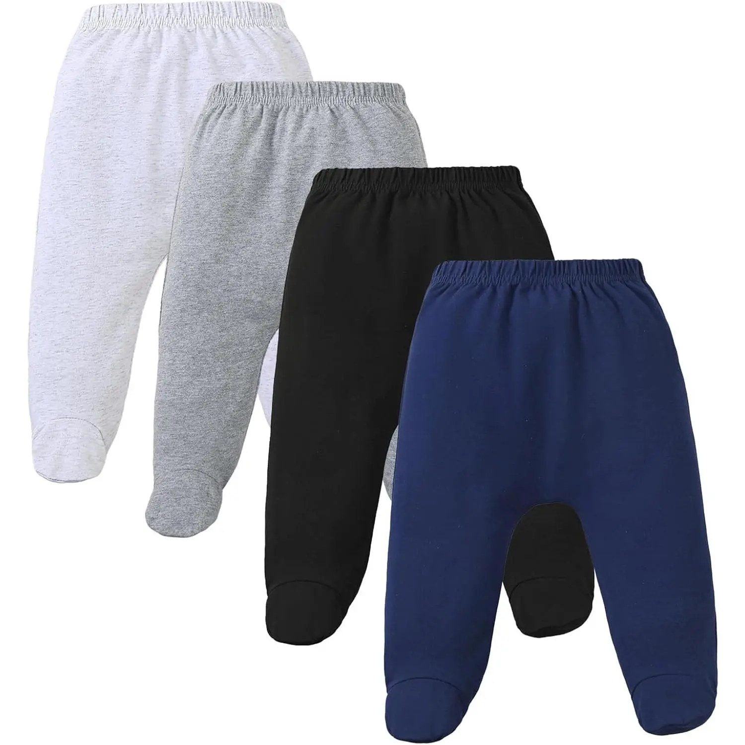 4 Pack Baby Footed Pants, Soft Cotton Spandex Pull-On Pants with Feet for Infant Unisex Boys Girls(Gift)