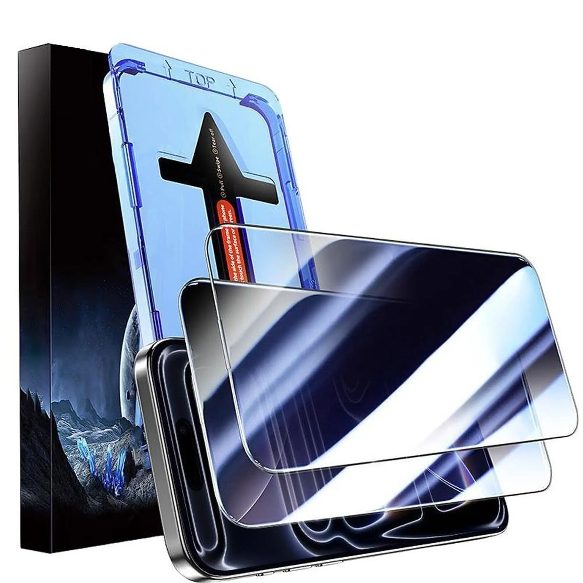 Two-Pack HD Tempered Glass Screen Protector, Dust-Free Auto Alignment, 9h Full Coverage, Scratch-Resistant, Fingerprint-Proof, for Apple Devices