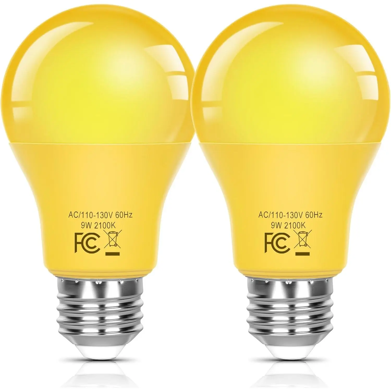 9W Yellow Bug Light Bulb, 2100K Amber LED Light Bulb for Indoor & Outdoor Use, Bug Light for Porch, Patio, Garage & Entryway