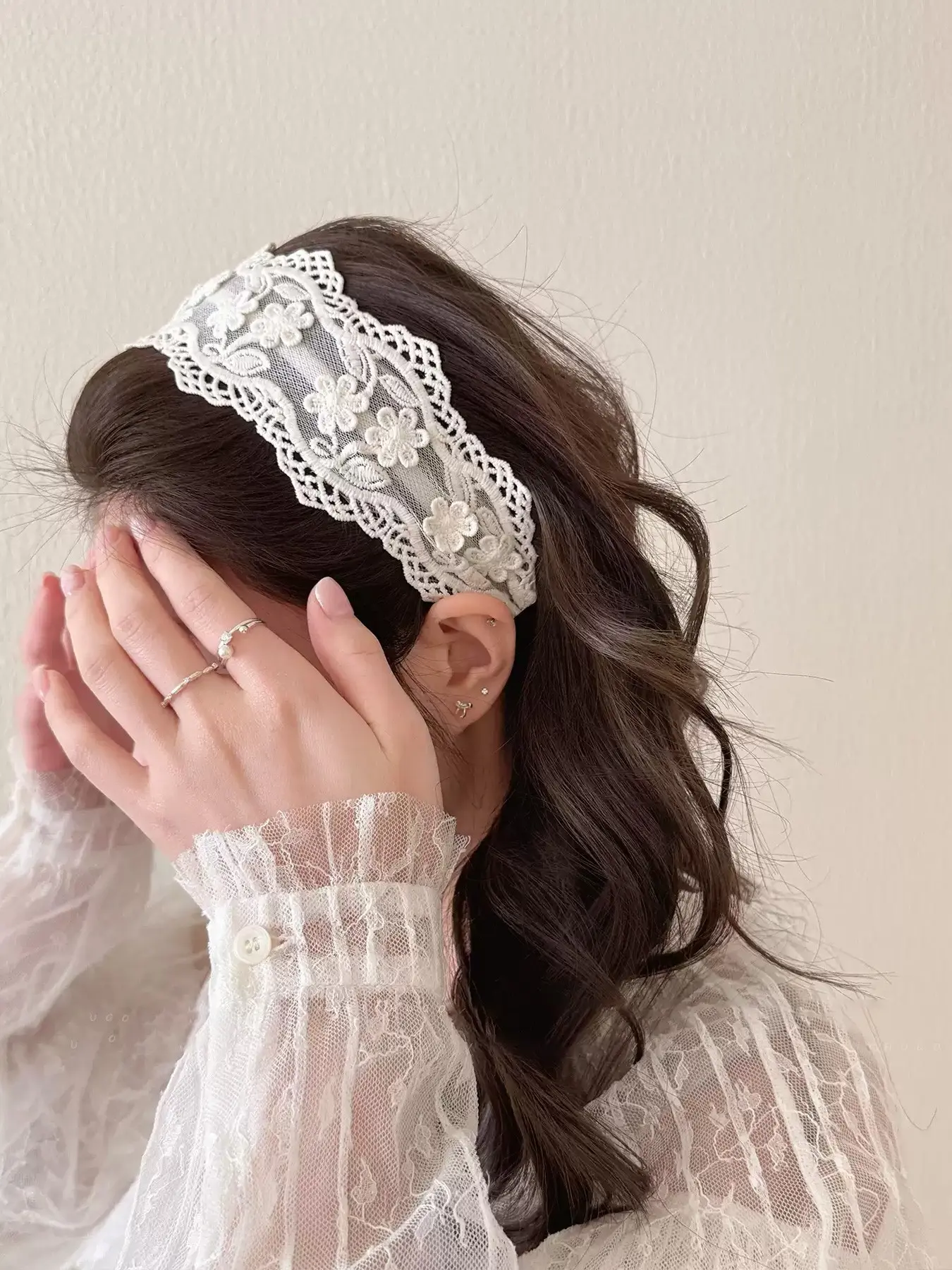 Women's Floral Lace Headband, Fashion Headbands, Hair Band, Floral Hairband, Sweet Cute Bohemian Style, Boho Hair Accessories, Fashionable Hair Accessories, 1pc Elegant Hairstyle