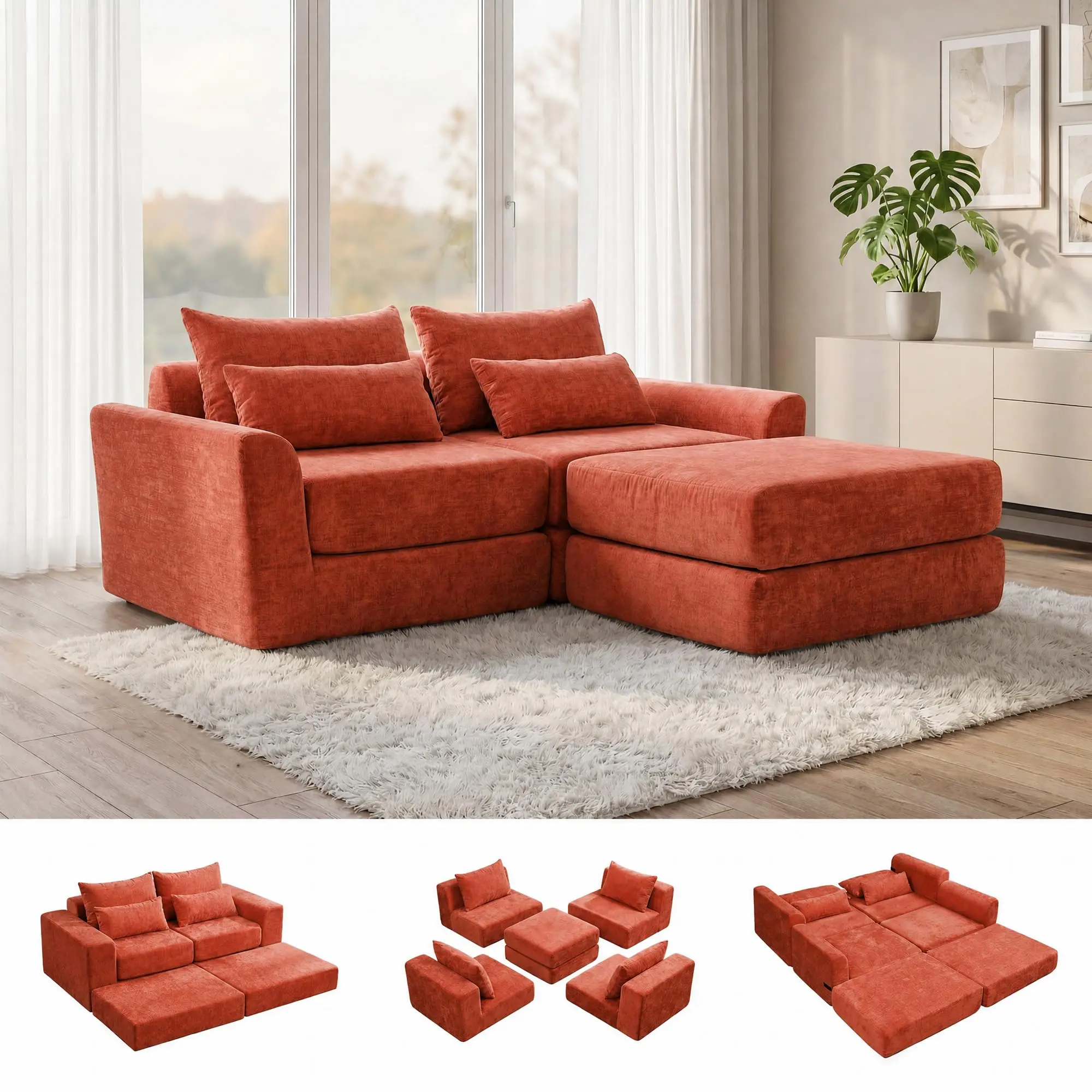 Cloud Modular Sectional Sofa with Washable Covers – No Assembly, Pet & Family Friendly, Endless Configurations