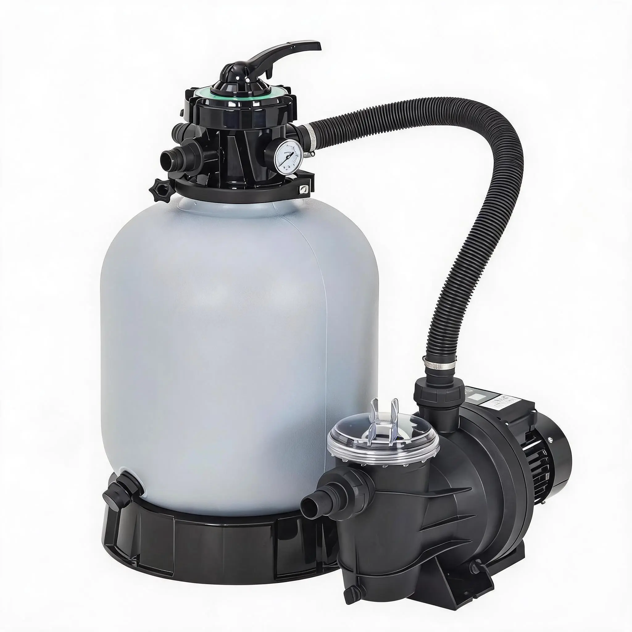 Sand Filter Pump Combo – 16" Tank, 7-Way Valve | For Above-Ground Pools | 3/4 HP, 3435 GPH Flow | Complete Kit, Easy Install | Durable Blue Housing | Crystal Clear Water | Pool Maintenance System | Replacement Filter | Heavy Duty | All-in-One Solution