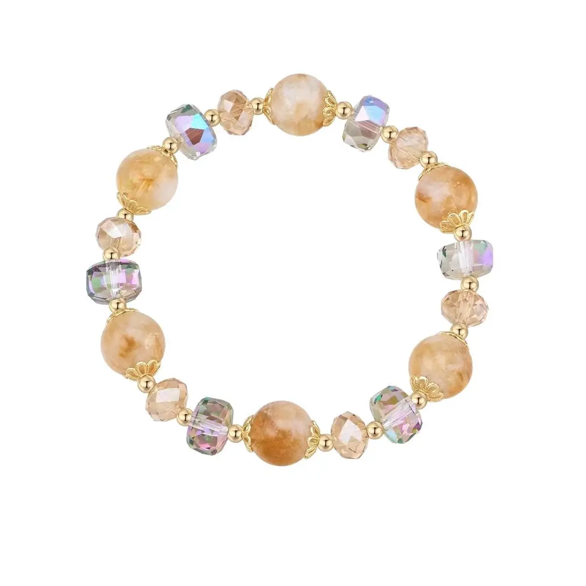 Cozy Yellow Tower Crystal Bracelet For Women Handmade Diamond Cut Natural Stone Charm Everyday Essential Gift Travel Souvenir Elegant Office Style