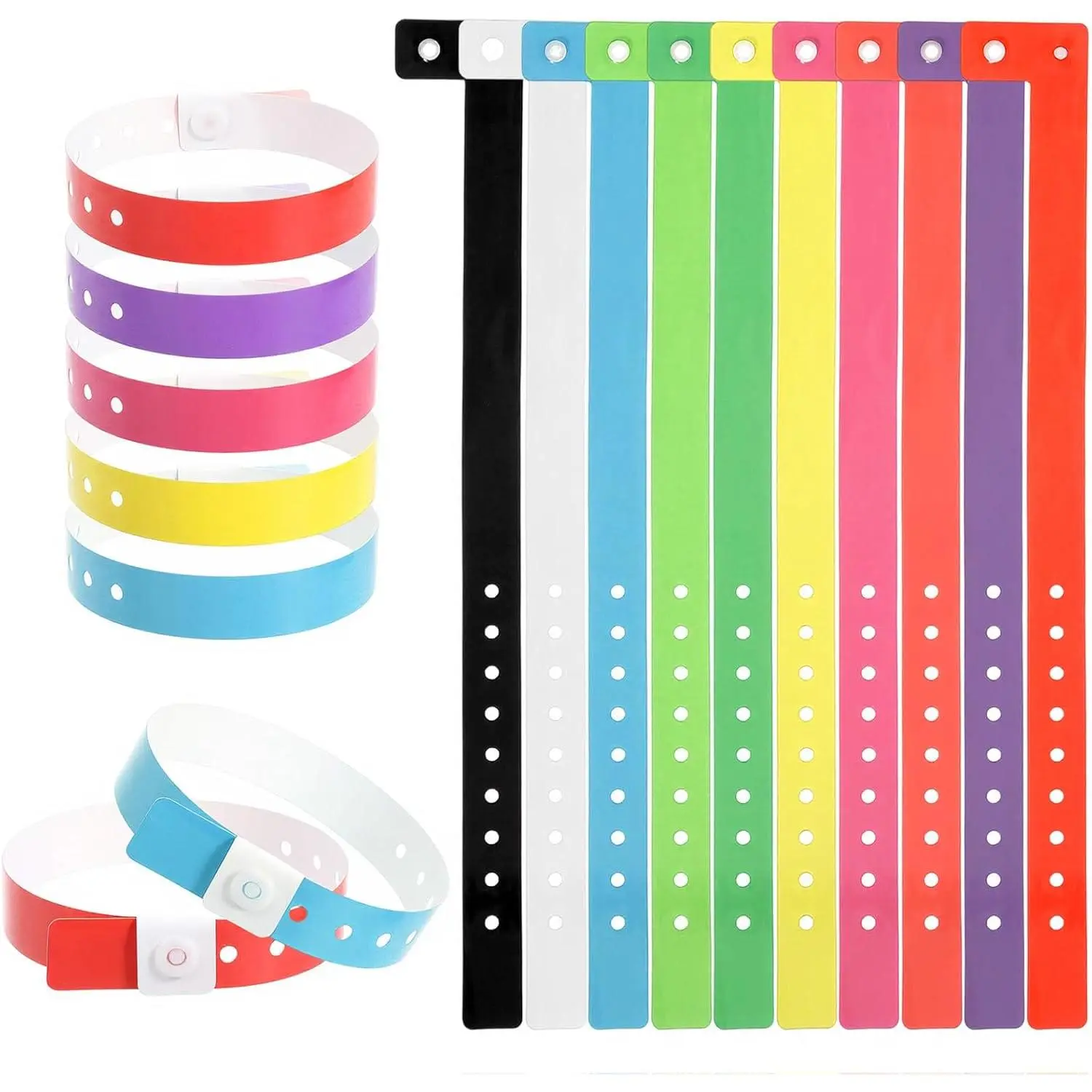 60 count Plastic Wristbands for Events, 10 Colors Neon Wrist Bands Colored  Bracelet Wristband for Events, Concerts, Carnivals, Nightclubs, Bars, Park Festivals