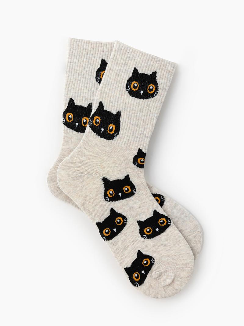 Cider [One Size] Cat Pattern Crew Socks