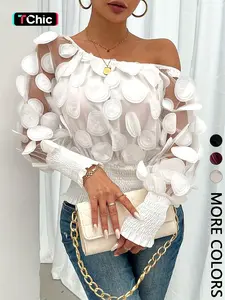 Women's Casual Asymmetrical Shoulder Top, Floral Design, Waist Cinch, Perfect for Dates & Daily Wear, Essential Fashion Piece