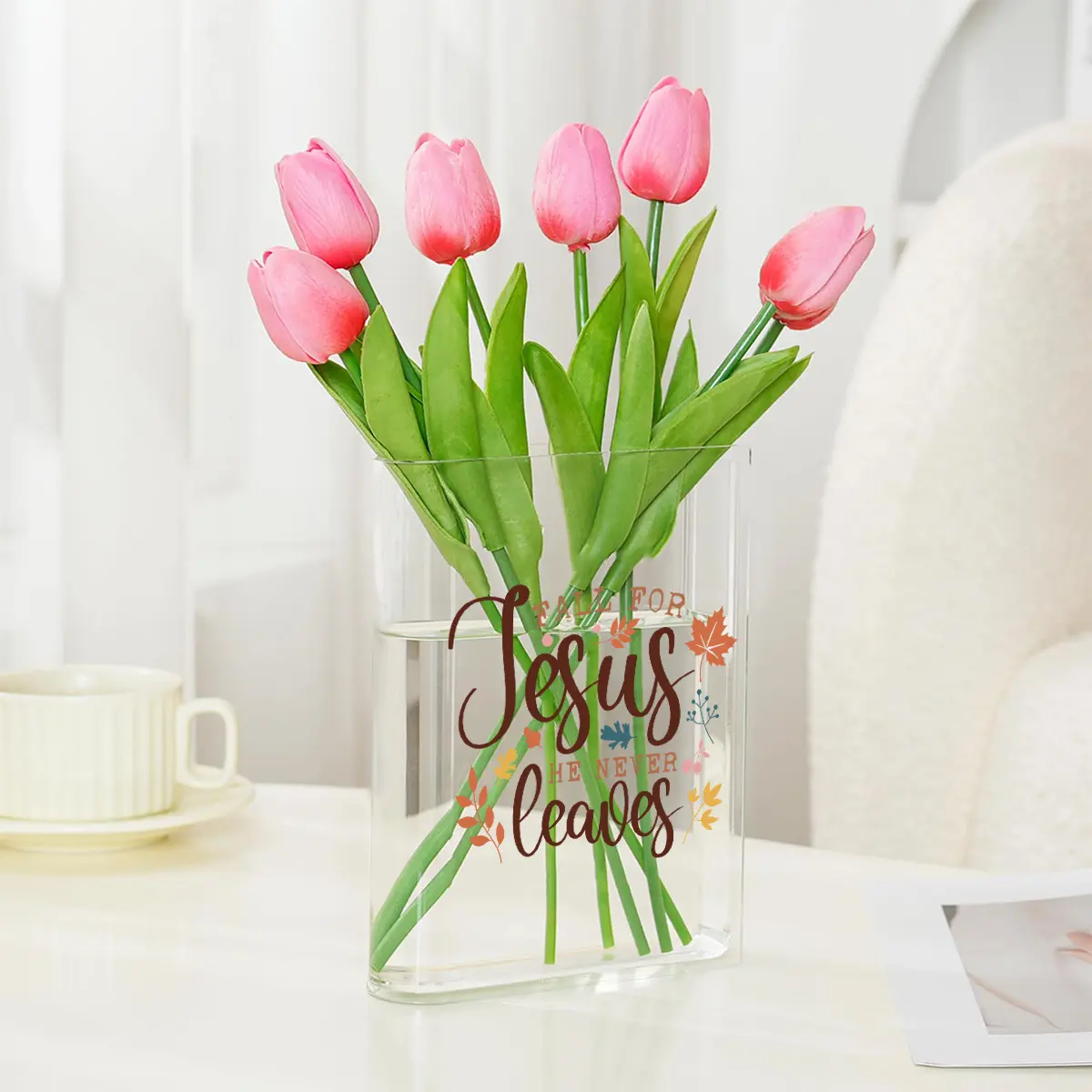 1pc Clear Acrylic Desktop Book Shaped Vase, Boho Aesthetic Home Table Centerpiece Decor, Inspirational Gift for Book & Flower Lovers, Retirement Birthday Anniversary Present, Ideal for New Year Christmas Thanksgiving Valentine's Day