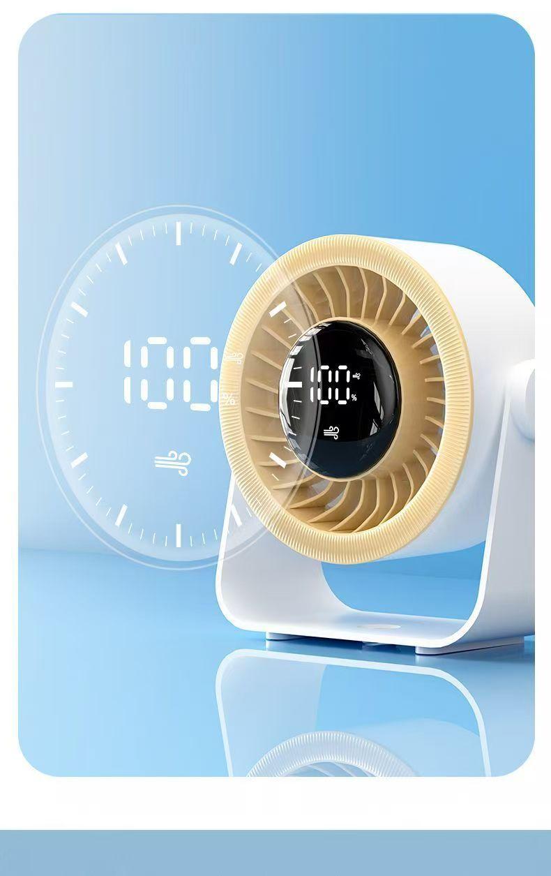 Desktop USB Fan for Office and Students, Silent Small Fan with Digital Display, High-Speed Turbo Fan for Home Use