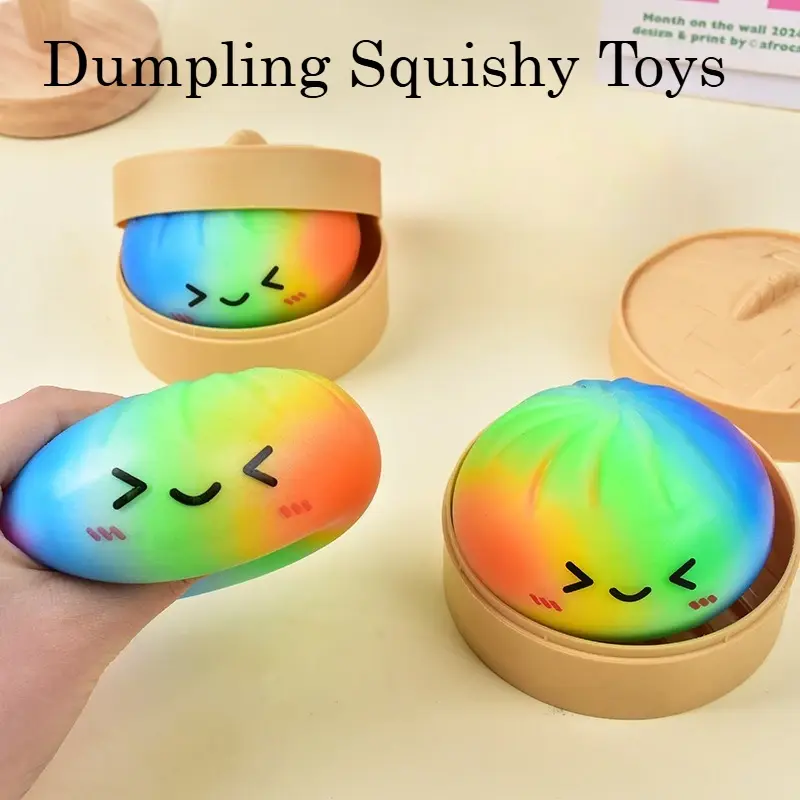 Rainbow Dumpling Squishy Toy | Slow Rising Stress Relief Fidget Ball | Soft Squeeze for Adults & Kids