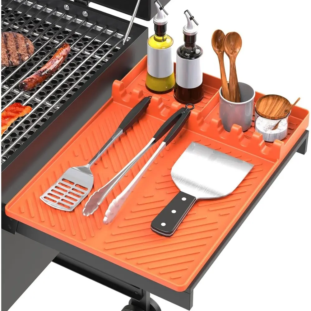Silicone Tool Mat with Waterproof Pad, Heat-Resistant Scraper Mat for Baking, Kitchen Cooking, Countertop, Compatible with Blackstone, Weber, Traeger, Pit Boss, Baking Supplies, Baking Accessories