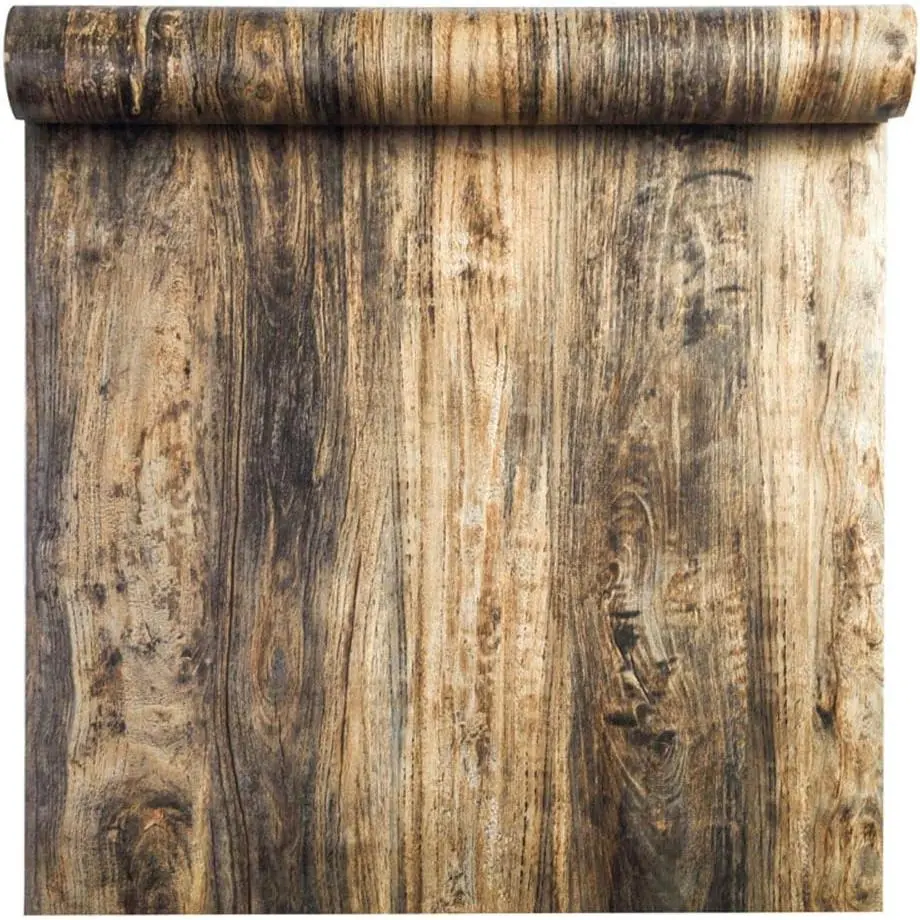 Self Adhesive Distressed  Grain Wall Paper for Cabinets Countertop Table Desk Furniture Removable Shelf Liner Wallpaper 15.7x98 Inches