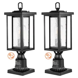 VEVOR 2 Pack Dusk to Dawn Outdoor Post Light, 17.72 in, Waterproof Lamp Post Light Fixtures with 3.5 in Pier Mount Base Glass Shade, Lightning-proof Exterior Pole Column Light for Patio Garden Pathwa