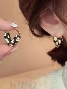 Base Spot Dot Heart Dangle Earrings, Copper Material, Unique Design, Sweet Cool Heart Shape, Daily Fashion Jewelry, Gift for Friends