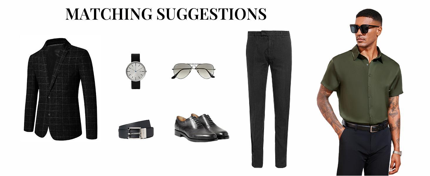 PASLTER Mens Luxury Satin Silk Dress Shirts Casual Button Down Short Sleeve Prom Party Wedding Shirt