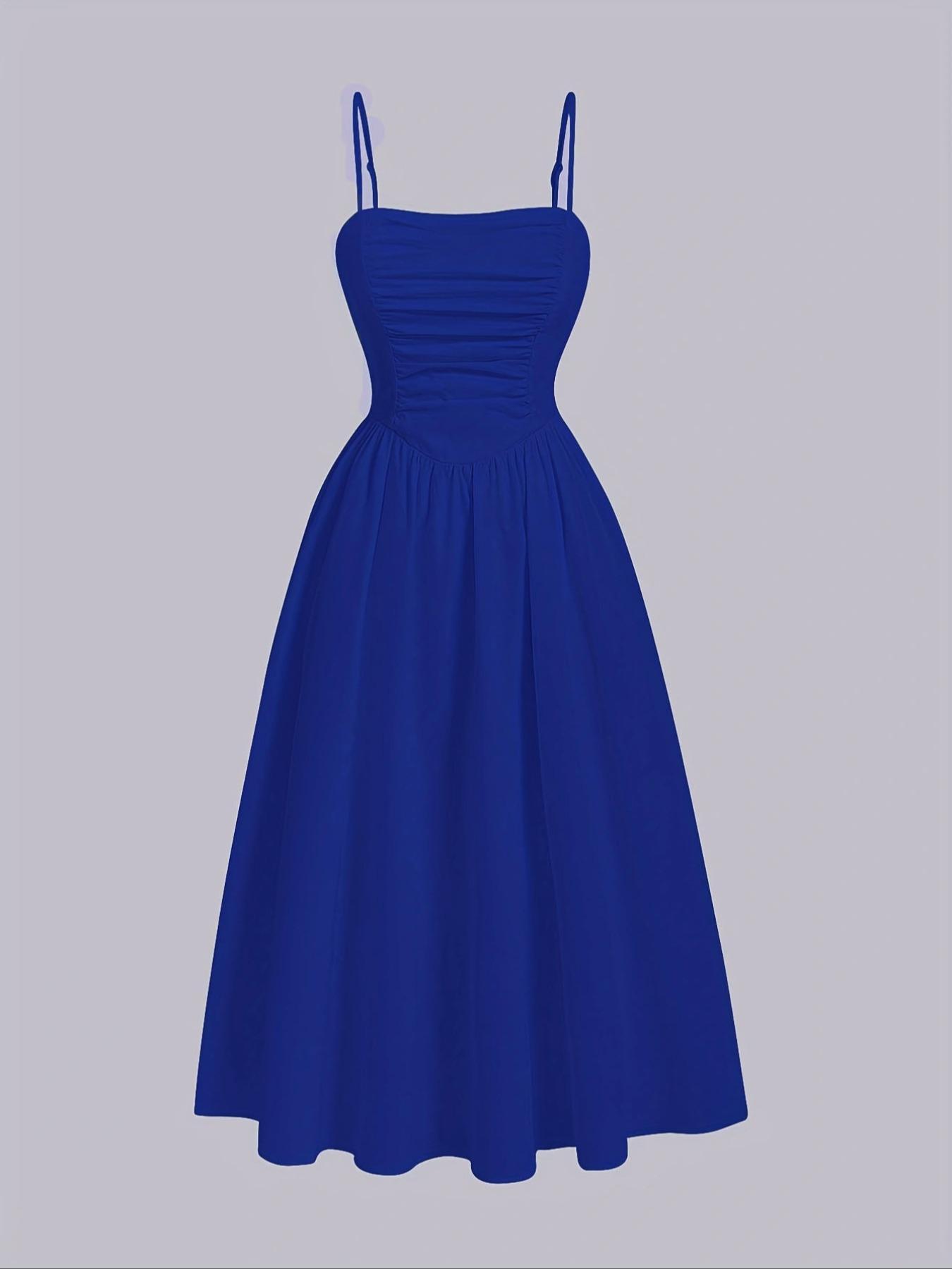 Women's Solid Color Cami Dress, Elegant Sleeveless Spaghetti Strap Dress for Party Dating Wear, Ladies Summer Clothes