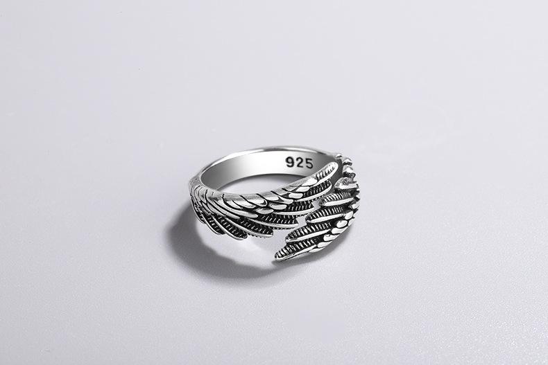Vintage Distressed Feather Ring |   Thai Silver Wing Design |   Minimalist & Trendy Statement Ring for Women