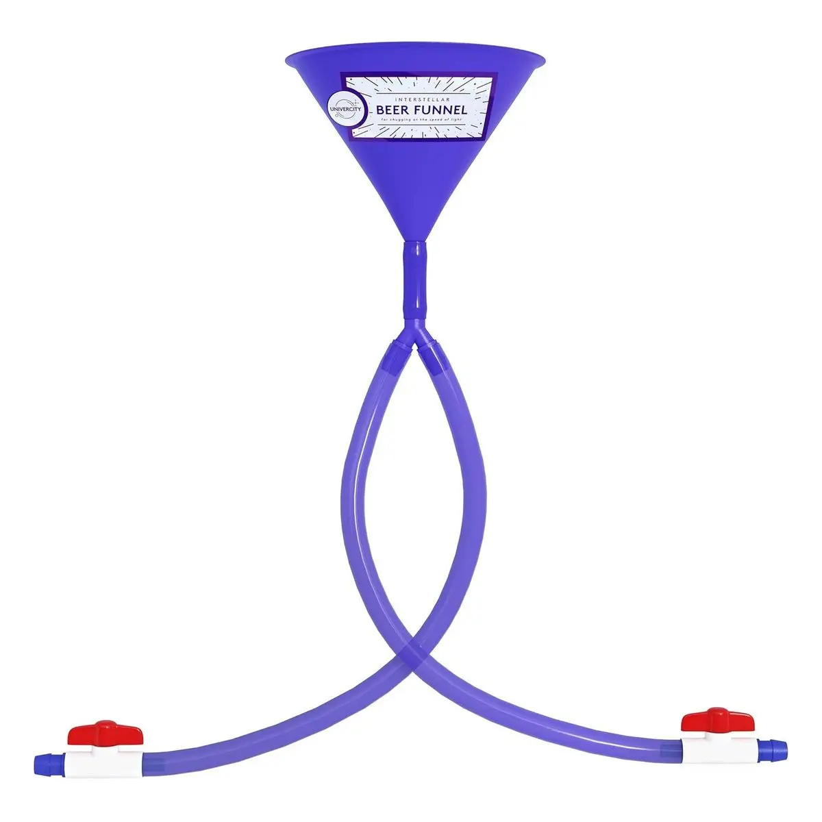 Double Beer Funnel with Valves, 2 Foot Long Blue Hose, Party Drinking Game for College