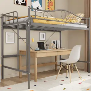 Garvee Loft Bed for Single Size Mattress with Sturdy Metal Frame, Safety Rail, Noise-Free Design, Supports up to 400 lbs, Space-Saving, No Box Spring Needed, Easy Assembly