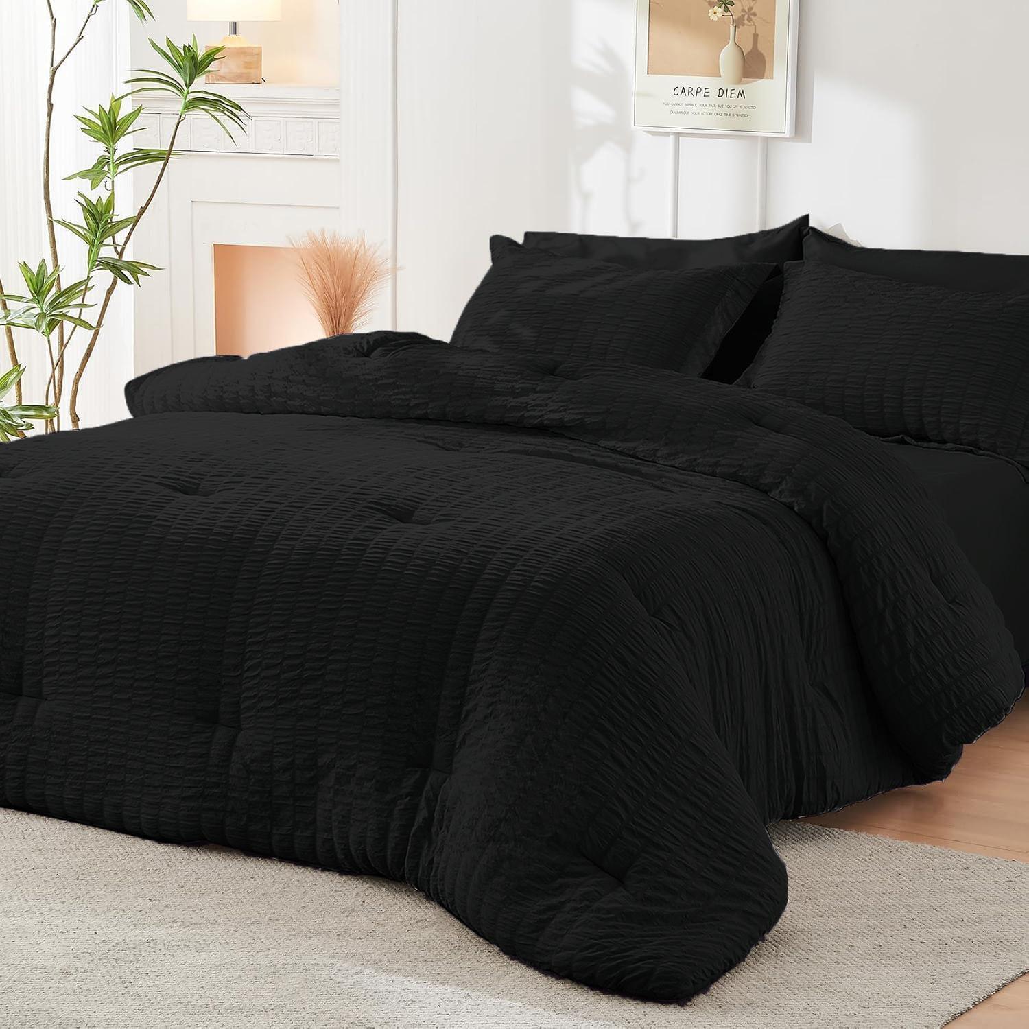 Seersucker Queen Comforter Set 2/3PCS Unique Texture, Lightweight & Skin-Friendly All-Around