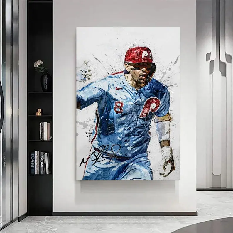 Baseball Star Nick Castellanos Watercolor Sports Art Wall Art Picture Painting Poster Canvas Print Artworks Bedroom Living Room Decor