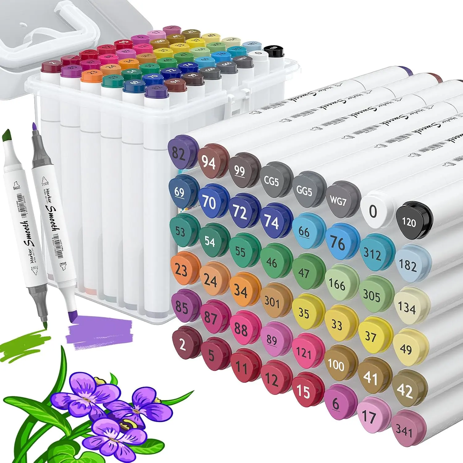 48 Colors Alcohol Markers, Dual Tip Art Markers with Fine Tip & Chisel Tips  Coloring, Illustrations, Drawing, Sketching  Adults
