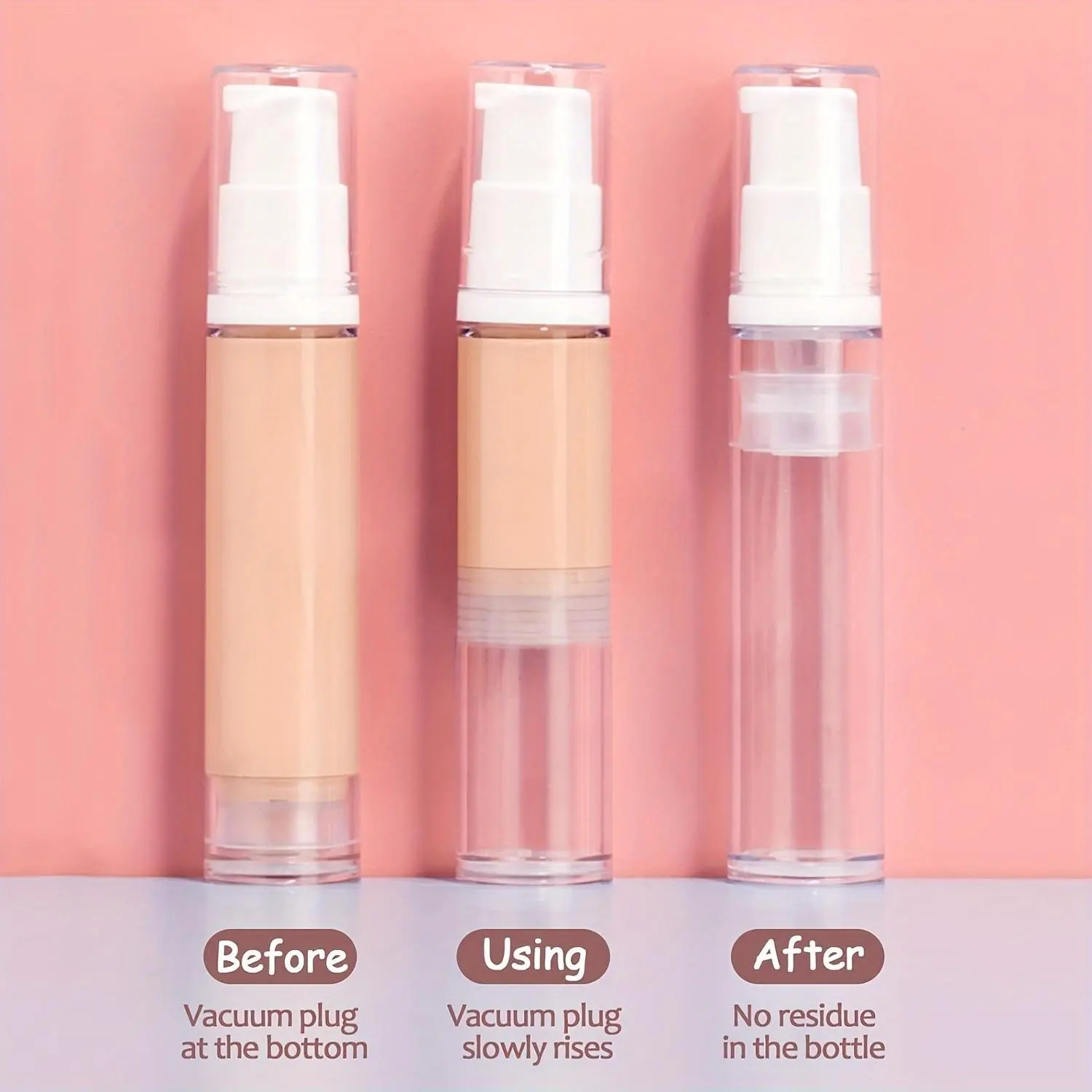3pcs 10ml Empty Airless Pump Bottles, Transparent Travel-Sized Cosmetic Containers For DIY Foundation, Makeup, Gel, Essence, Lotion, Moisturizer, Refillable And Leaded-Free