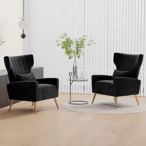 Nalupatio Comfy Fabric Chair - Velvet Upholstered Mid-Century Modern Armchair with Armrest, Metal Legs, Advanced Spring Support, Durable Seating for Living Room Modern Lounge Chair