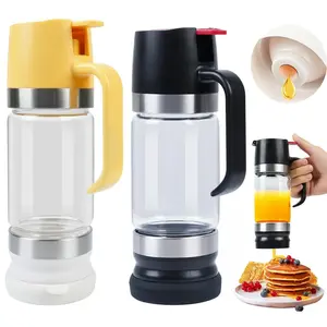 Honey pump bottle，12oz Honey Jar, Leak-Proof with Stand, Glass Honey Dispenser, Easy One-Hand Use, Ideal for Coffee or Tea, No Drip Honey Container