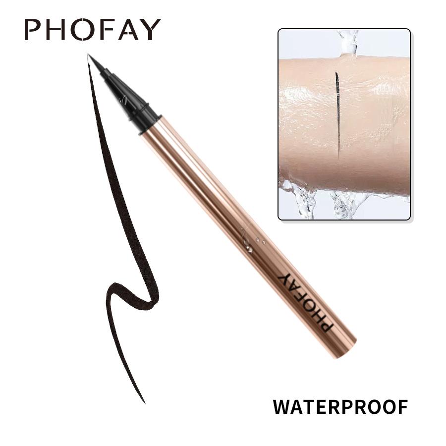PHOFAY Waterproof Liquid Eyeliner Pen - 20s Quick Dry & Smudge-Proof, Long-Lasting Sweat-Proof Precision Fiber Tip for Winged Lines, High Pigment Black Eyeliner Makeup, Perfect Gift