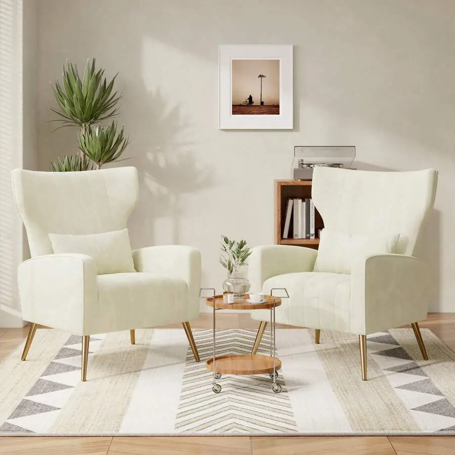 Comfy Mid Century Modern Velvet Fabric Upholstered Reading Armchair, Accent Chair Built-In Spring Support Cushion With Sleek Metal Legs For Living Room Relaxation