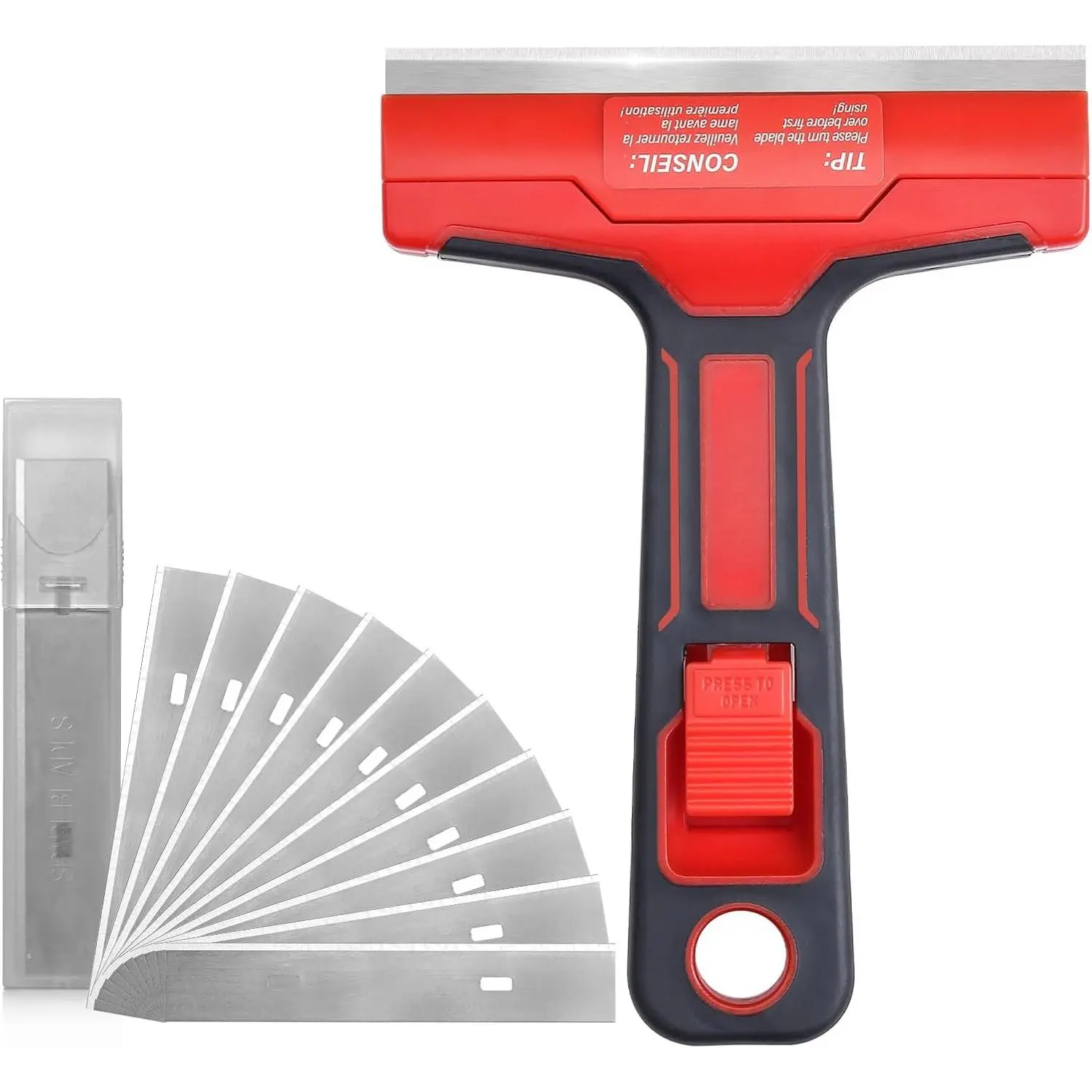 Razor  Scraper Tool With 24 count Extra , 10 Plastic Rozor , 14 Carbon Steel , Removing , Stickers, Labels for Glass, Tile, Window, , Cooktops 25031