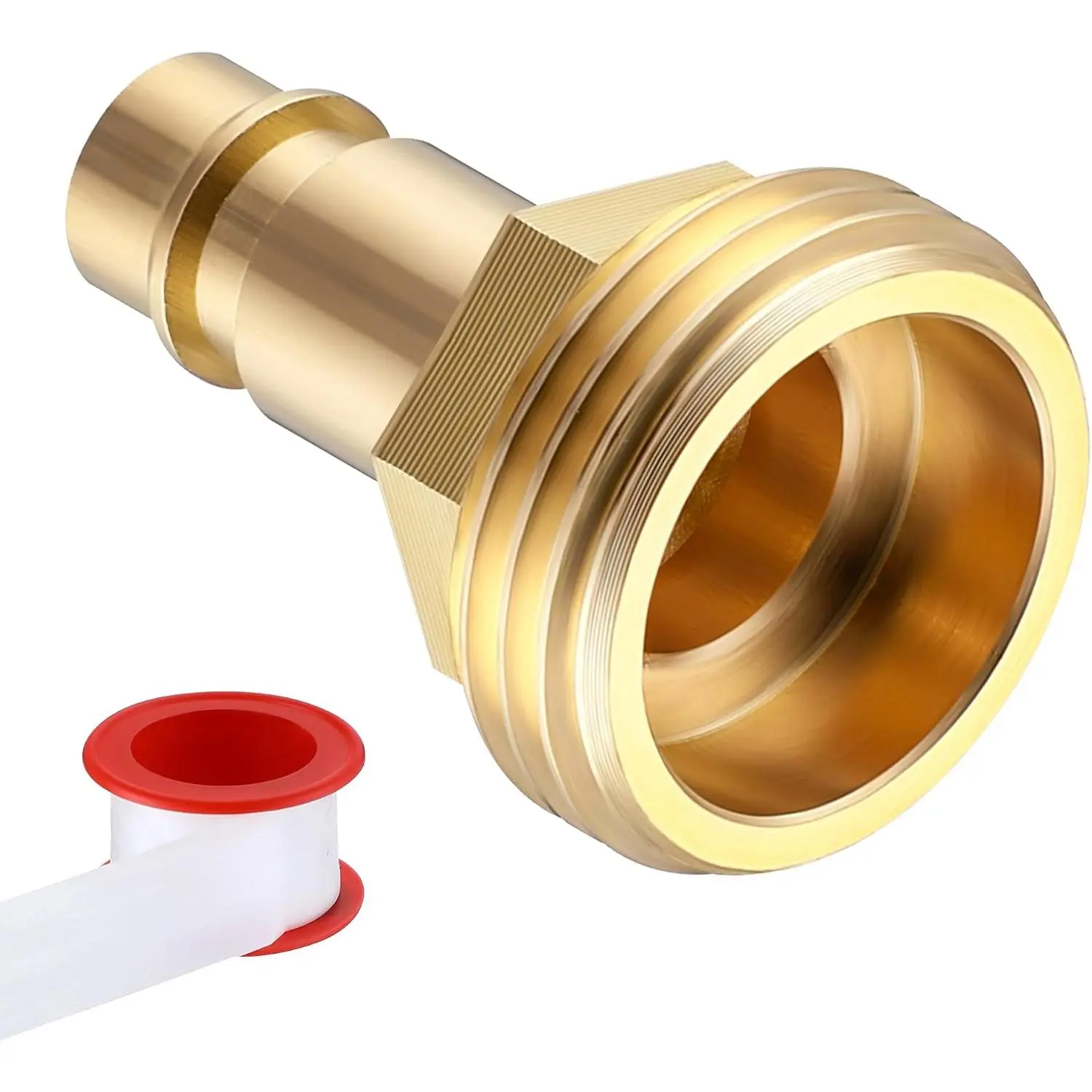 1 Pack Quick Connector Hose Adapter Compatible with PF247007 | 1/2" Quick Connector for 3/4" Garden Hose RV  Port Outlet and  , Connectors Adapter with PTFE Tape, Brass