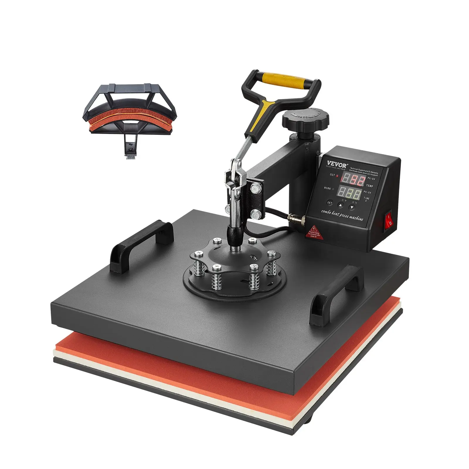 VEVOR Heat Press Machine, 15x 15 inch, 2 in 1 Heat Transfer Machine with Hat Press, 360 Swing Away T-Shirt Pressing, Digital Precise Control, Fast Even Heating for T-Shirts/Hats/Caps, Black
