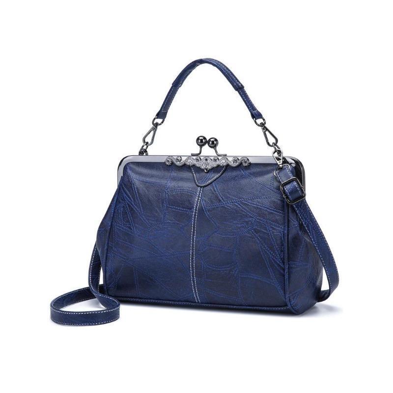 BIGWIG Women's Elegant PU Handbag, Fashion Large Capacity Crossbody Bag 2025, Leather Shoulder Bag, Chic Vintage Kiss Lock Shoulder Bag, Suitable for Work and Daily Use, Can Be Used as a Gift for Your Girlfriend