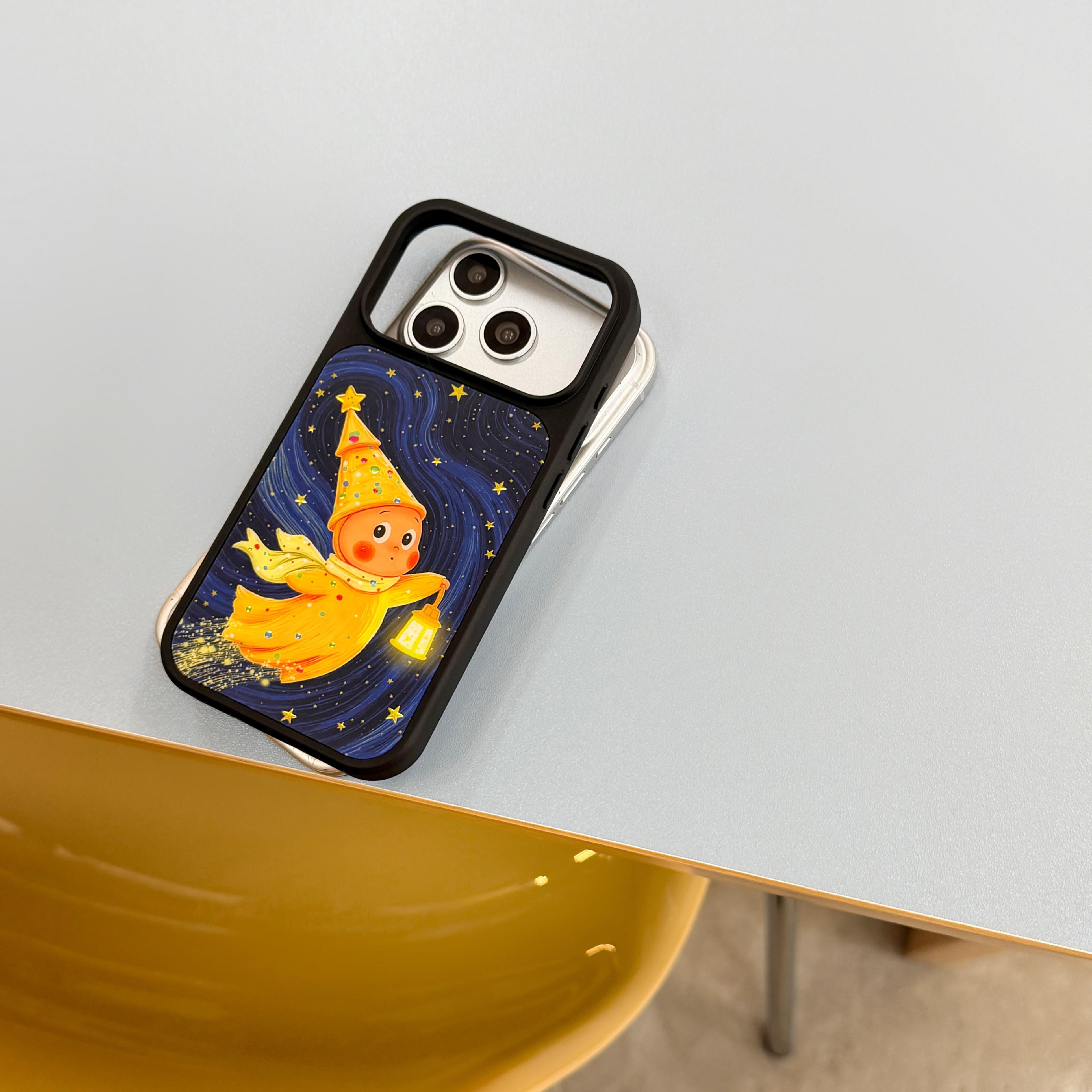 Luxury Gilded Star Character Rotatable Phone Case for iPhone 17 Pro Max 16 Pro Max 15 Pro, Stylish Full Body Protective Shell for Girls