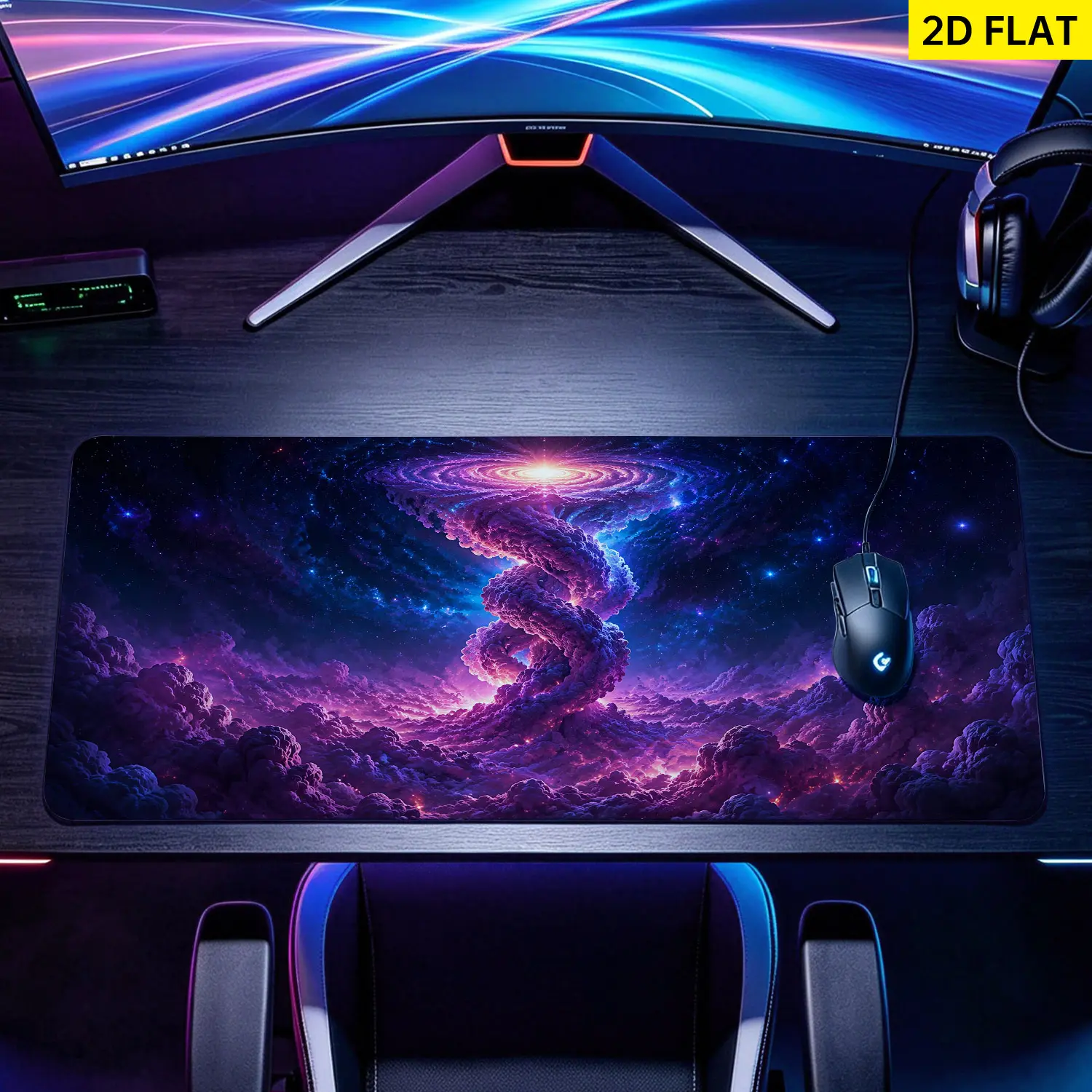 Extra Large purple galaxy nebula spiral Mouse Pad,Non Slip Rubber Pad,Desktop Decoration Drotection Pad,Washable,Lock Edge Multi Size,Premium Multipurpose Mousepad For Office,Gaming Desk,Gift for Family and Friends