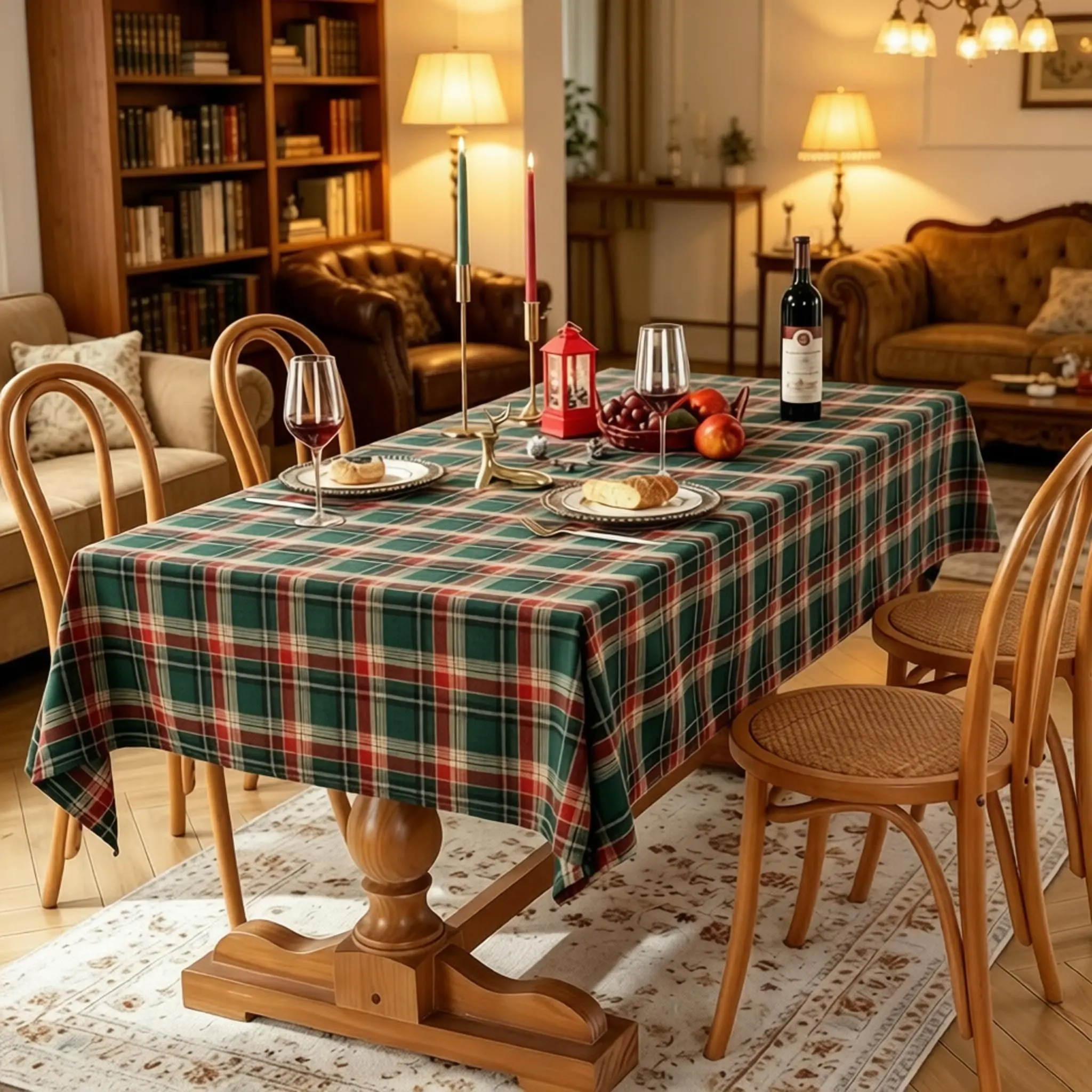 Polyester Tablecloth, Plaid Pattern, Thick Rectangular Material, Furniture Cover, Outdoor Camping Blanket, Picnic Mat, Multiple Sizes Available, Rectangle Tablecloth