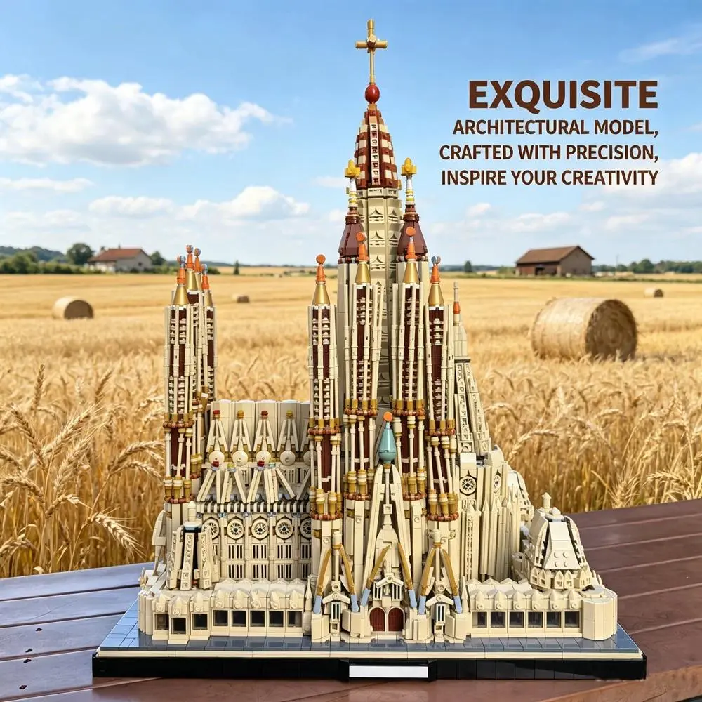 10045PCS Barcelona Sagrada Familia Building Blocks World Famous Landmark Church Gauss Design City Architecture Model Construction Bricks Adalbert Church Modular Scene Decorations Assembly Set Display Collectible Gifts Construction Stacking Blocks
