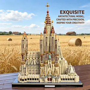 10045PCS Barcelona Sagrada Familia Building Blocks World Famous Landmark Church Gauss Design City Architecture Model Construction Bricks Adalbert Church Modular Scene Decorations Assembly Set Display Collectible Gifts