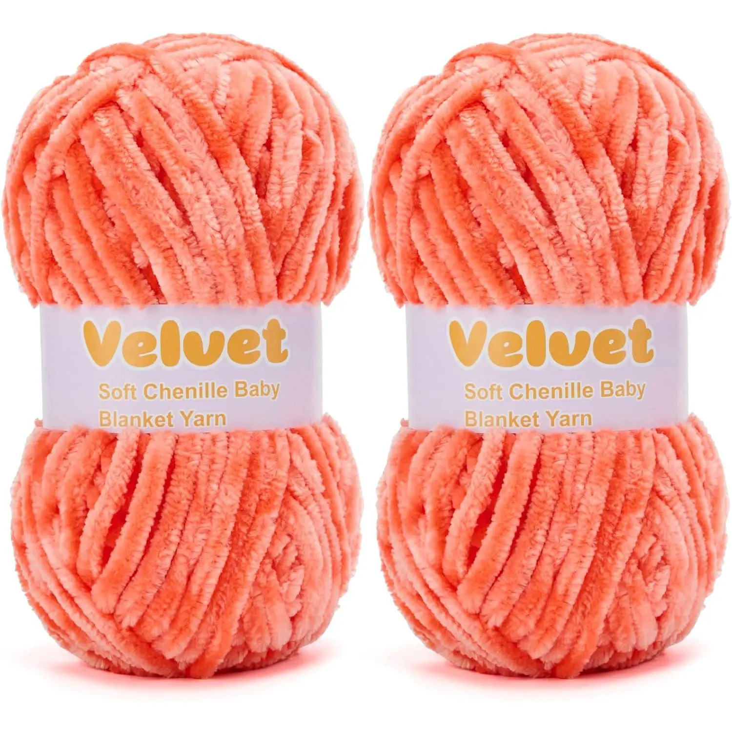 Chenille Bulky Yarn for Knitting Crochet Orange 2Pack | Soft  Texture. Suitable for Weaving & Crafting,  for  Blanket & DIY Projects. 4oz Skein with 66yds Each