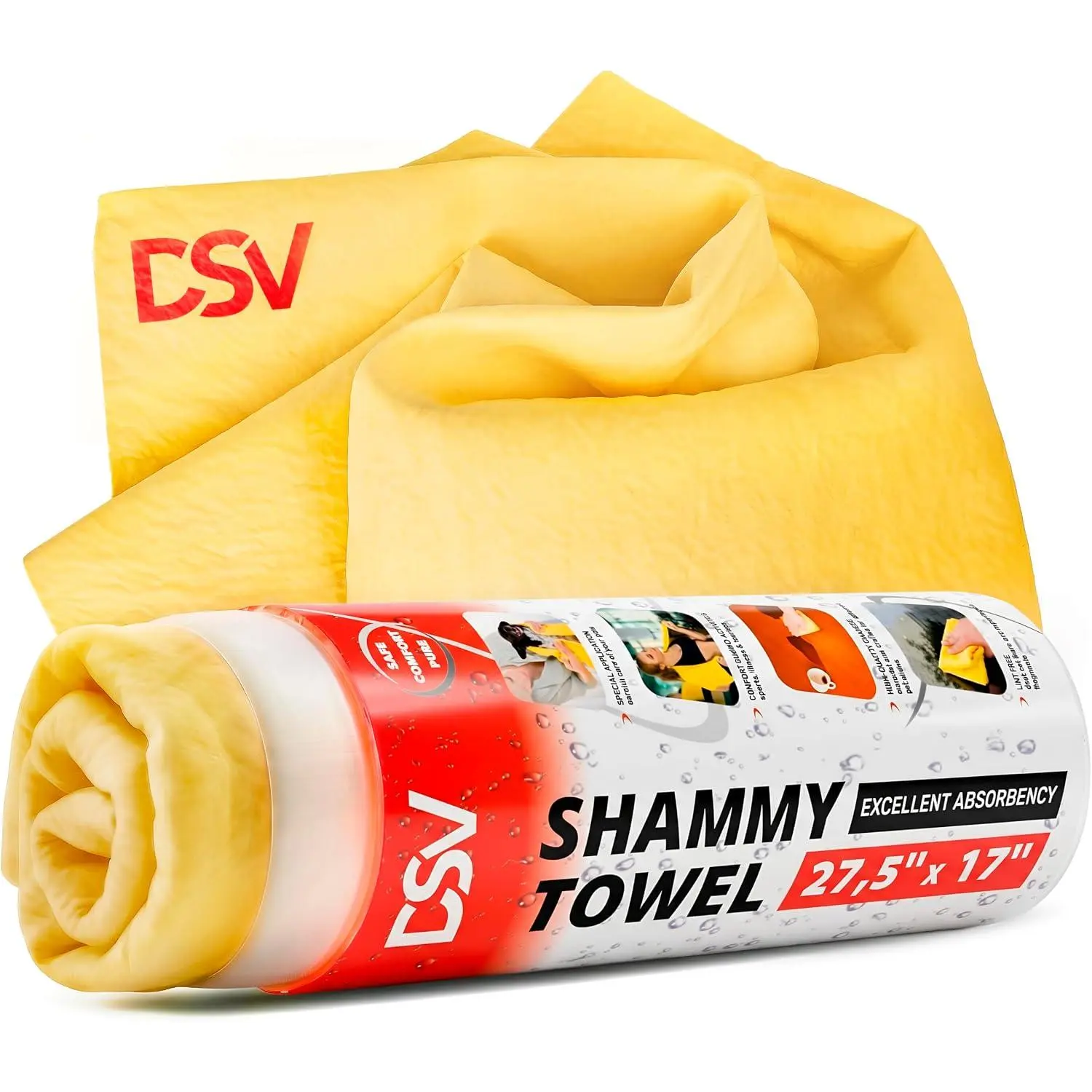 Chamois Drying Towel, Drying Super Absorbent Chamois Cloth for  Wash, Spotless & Scratch and Lint Free Shine, Shammy Towel for – 27.5 X 17 inches, 1 - Pack