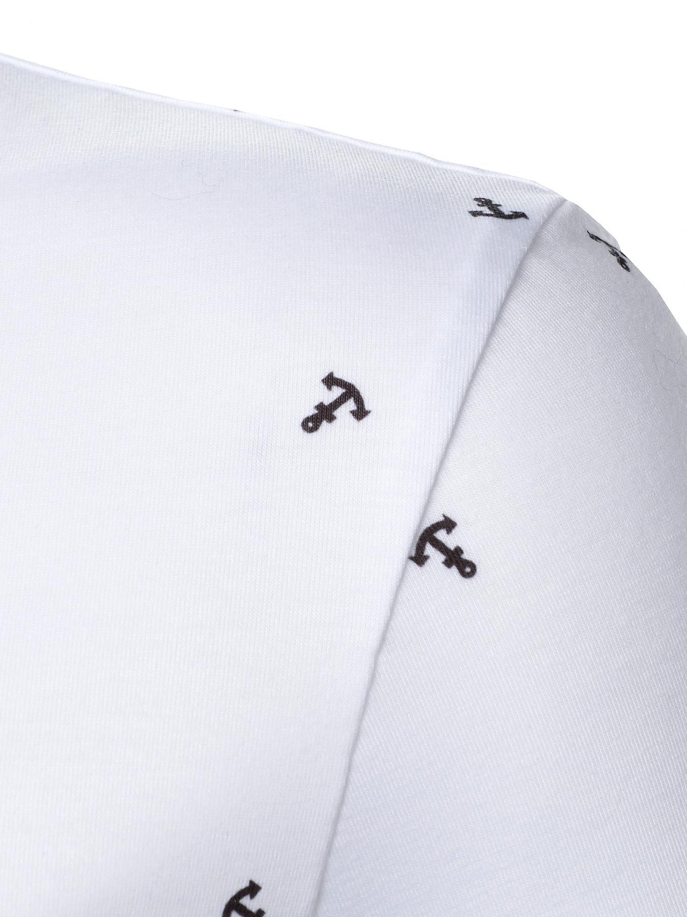 Men's Anchor Print Knit Polo Shirt, Regular Fit Casual Short Sleeve Collared Top for Summer, Fashion Men's Clothes for Daily Wear, Fitted