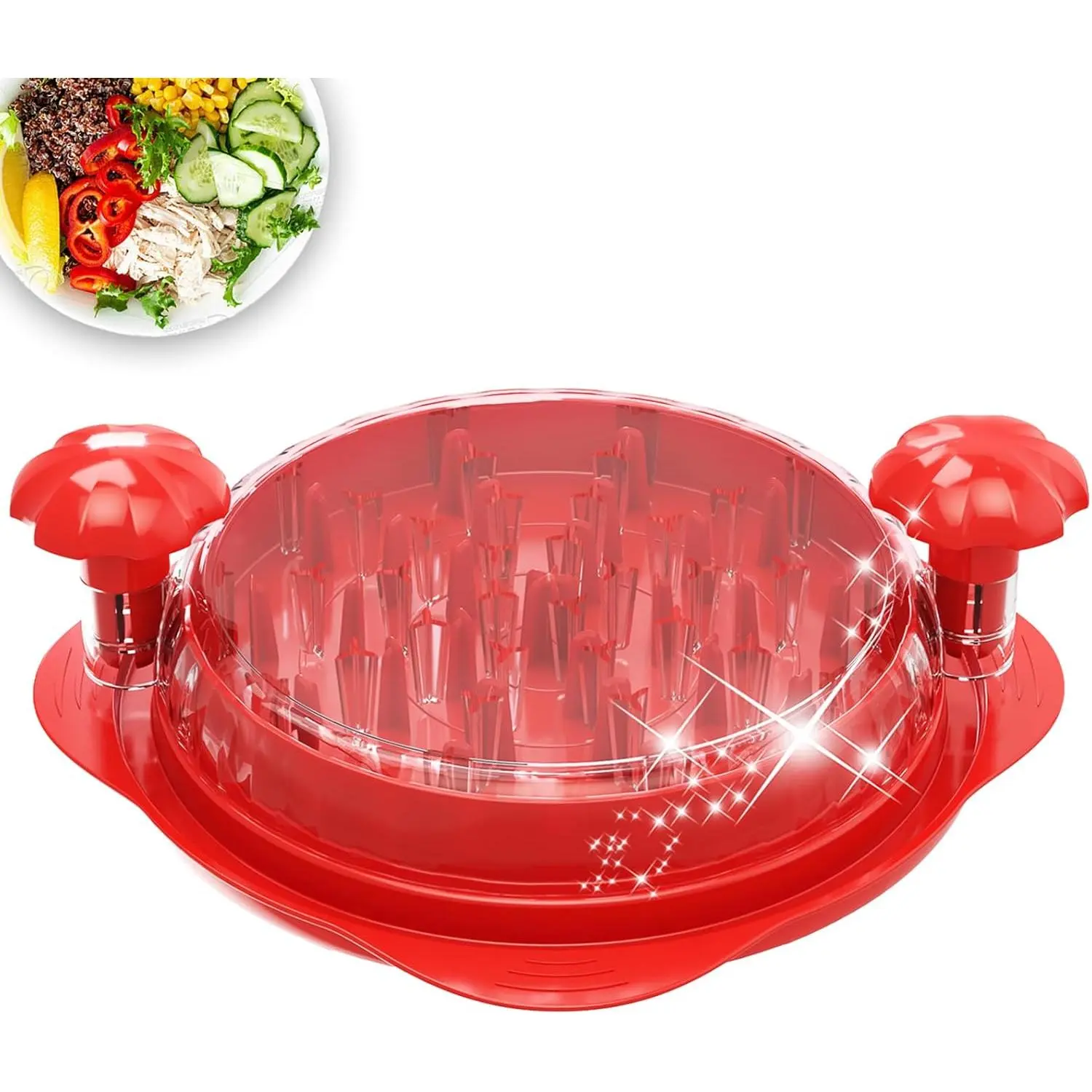 Red Compact Kitchen Utensils Chicken Shredder - Manual Meat Grinder, BPA-Free, 356°F Heat-Resistant, Anti-Slip, Easy-to-Use, Pet Food Aid, Tear & Grind Meat/Vegetables, Kitchen Storage Compatible