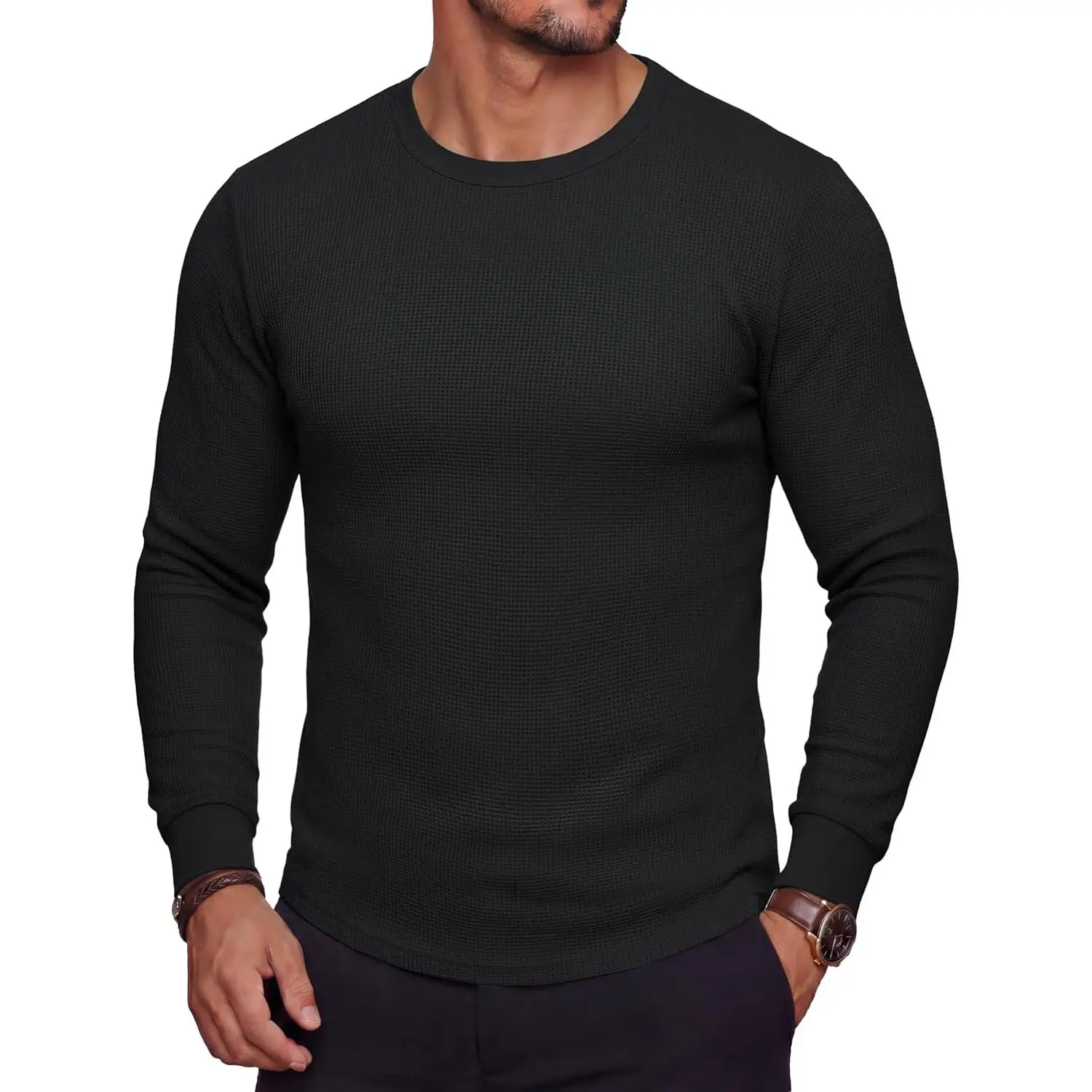 MAGCOMSEN Men's Thermal Shirts Long Sleeve Waffle Underwear Top Cold Weather Base Layer Winter Warm Undershirts