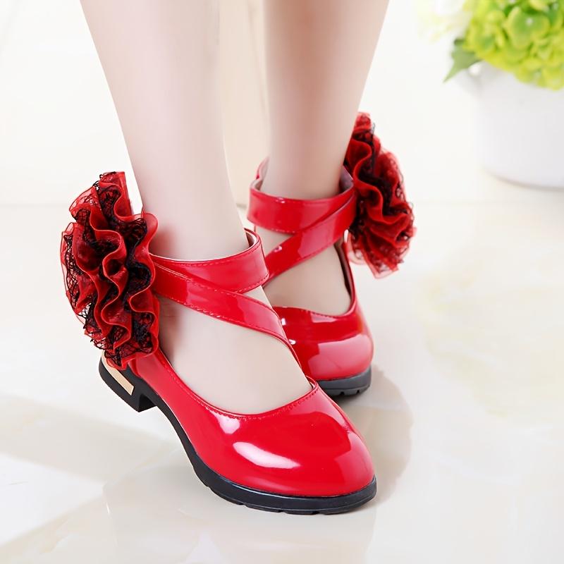 (New) Girls' Elegant Floral Mary Jane Footwear - Glamorous Girly Closed-Toe Flat Shoes, Comfortable Non-Slip Dress Shoes for Performance, Parties (Spring Summer)