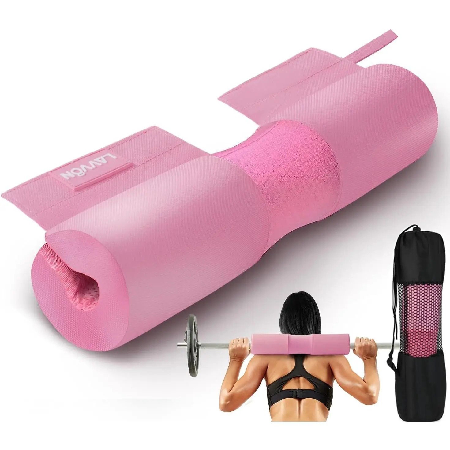 Barbell Squat Pad Nylon Padding AntiSlip- Thick Foam Barbell Pad for Squats Chion, Lunges&Bar Padding for Hip Thrts - Standard Weight Bar Pad - Provides Chion to Neck Shoulders Training