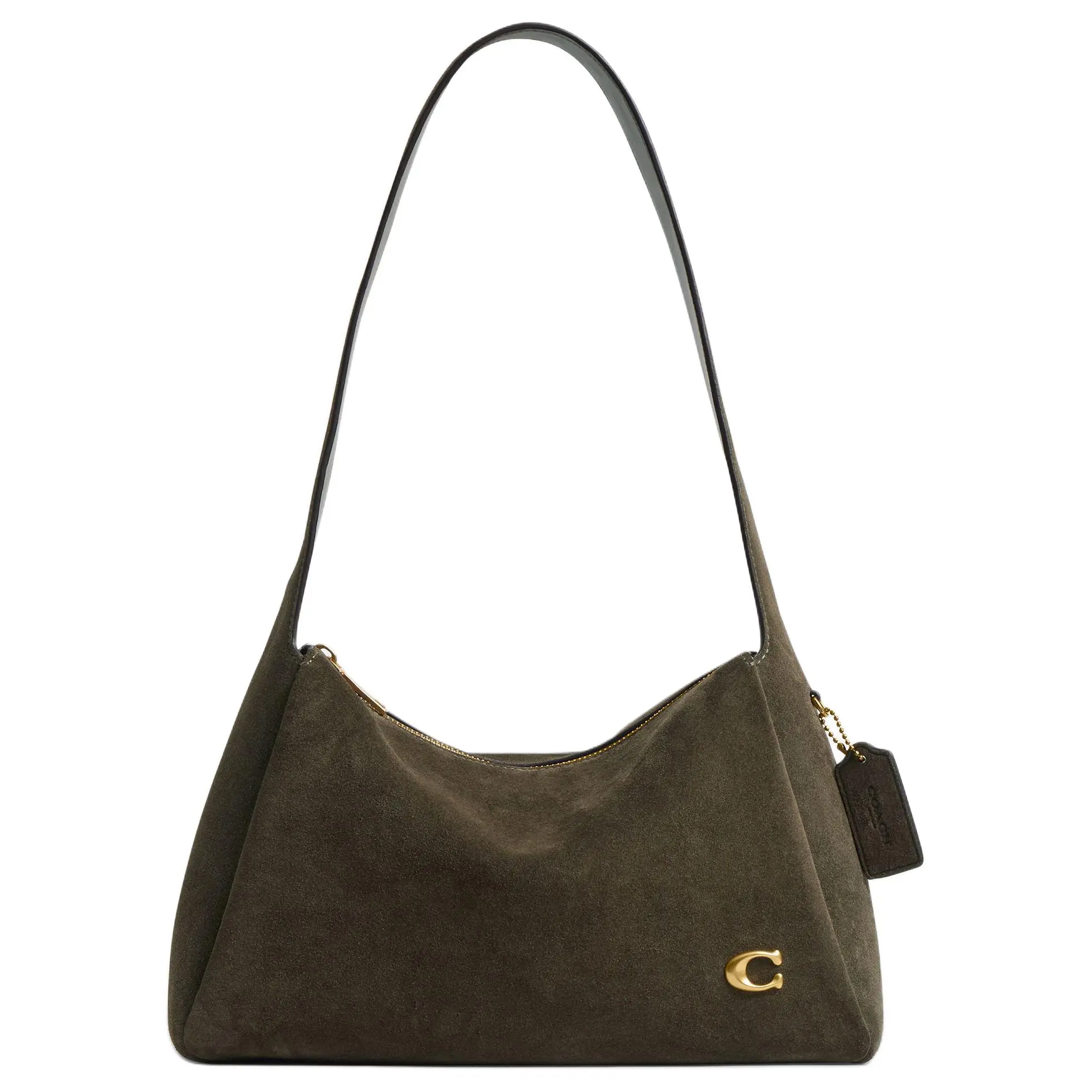 Coach Lola 29 Crossbody Bag for Women – Oversized Metallic Hardware Suede Leather in Olive Green